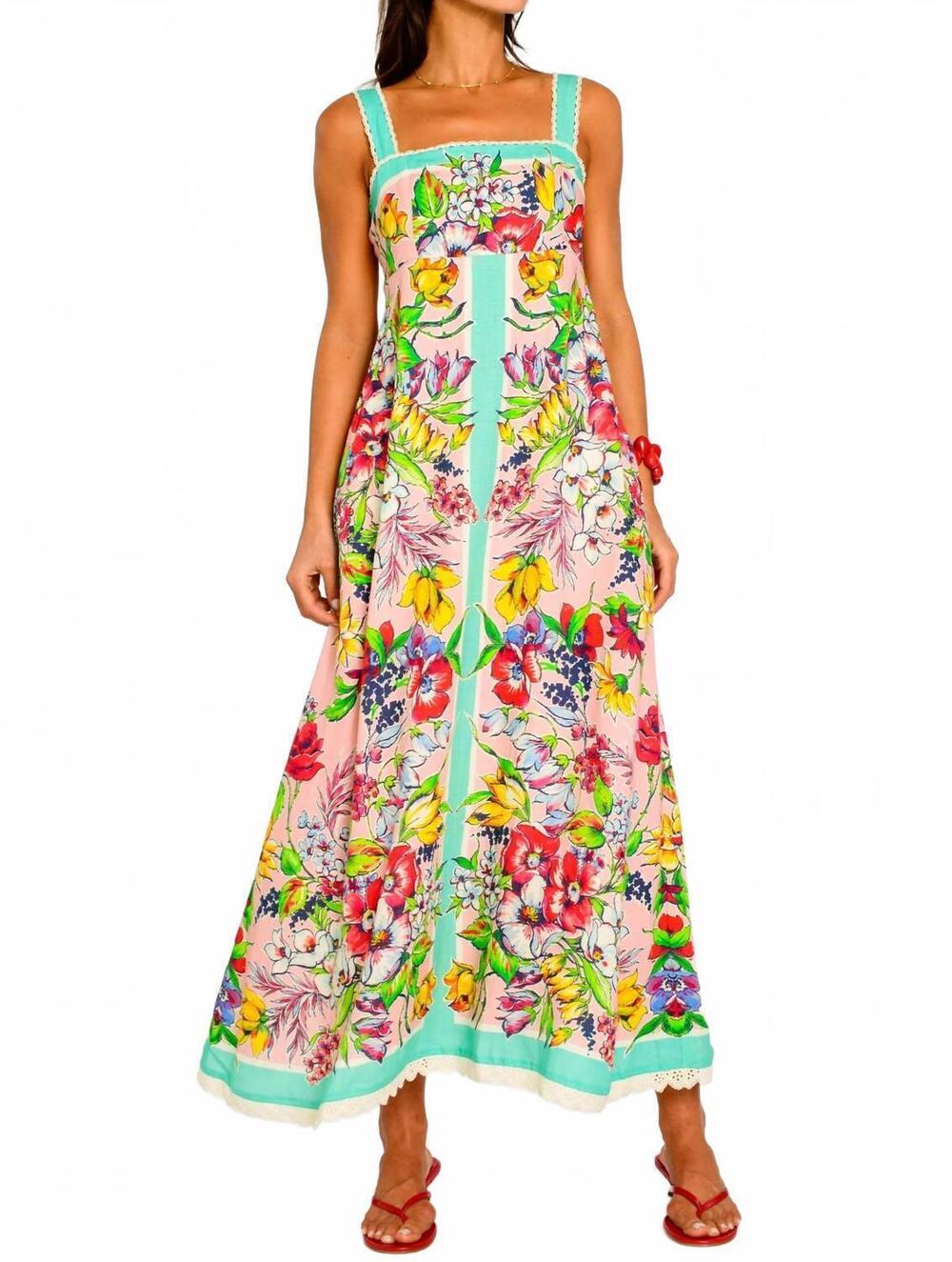 NEW ELIZABETH JAMES THE LABEL annalisa midi dress in vintage scarf